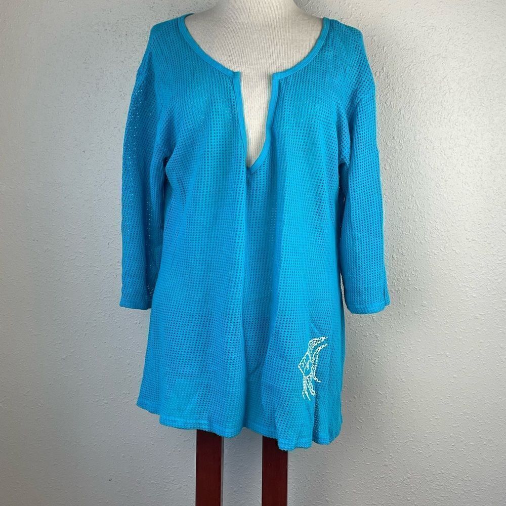 EUC Victoria Harbour Womens Blue Swim Shirt Size XL